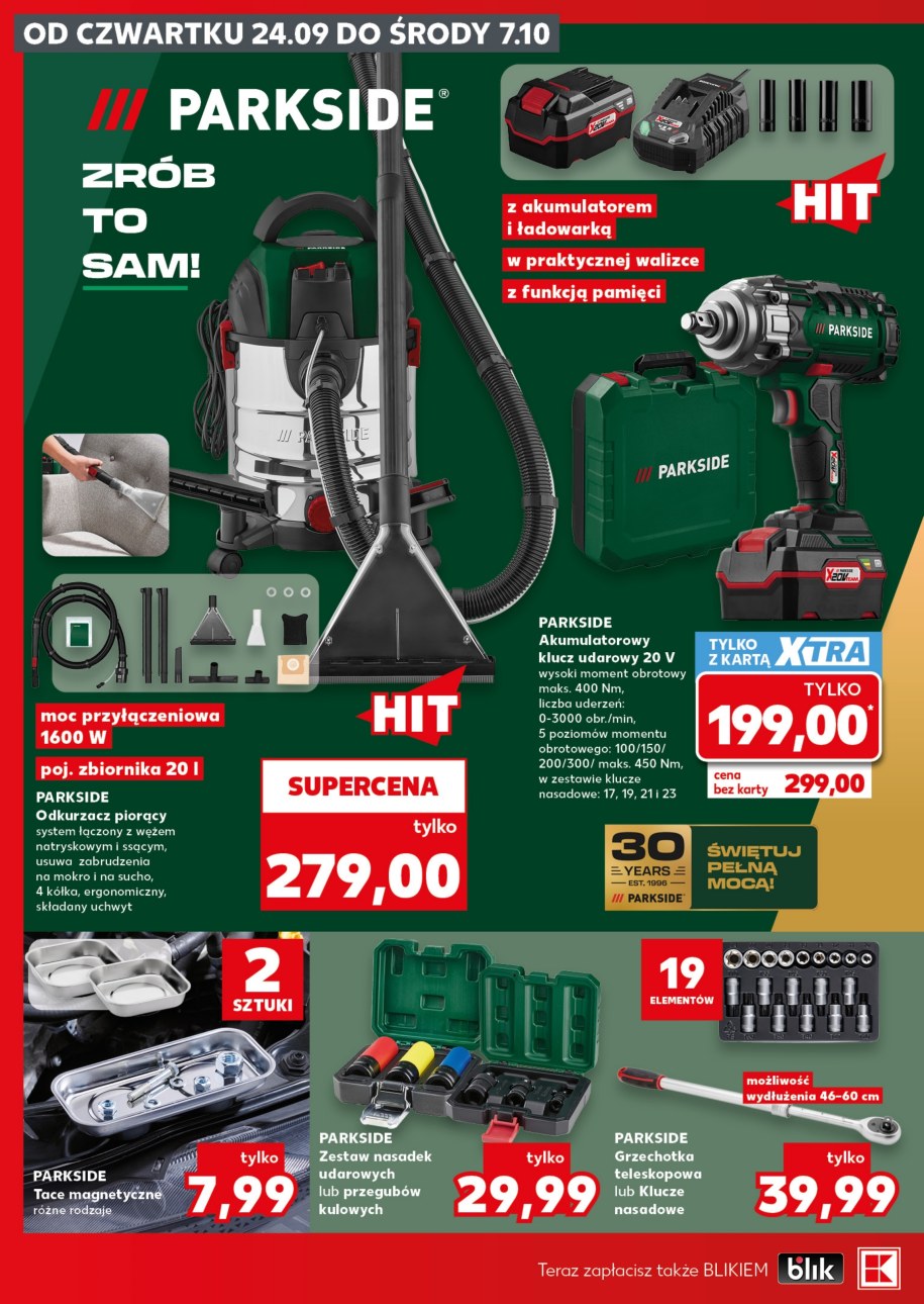 Gazetka Kauflandu: odkurzacz piorący Parkside 1600 W ze zbiornikiem 20 l za 279 zł, oferta 24.09–7.10