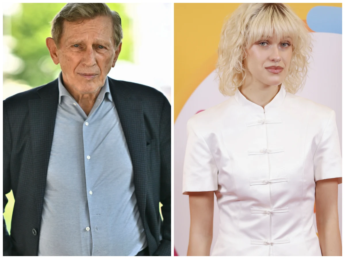 Jan Englert, Helena Englert Jan Englert w granatowej marynarce i jego córka Helena Englert w białej sukience.