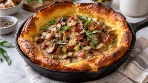 Dutch baby z podgrzybkami i boczkiem