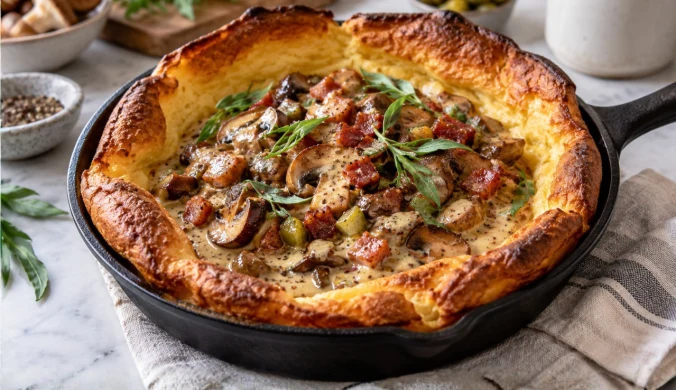 Dutch baby z podgrzybkami i boczkiem