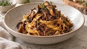 Tagliatelle z ragù z policzka wołowego i grzybów leśnych