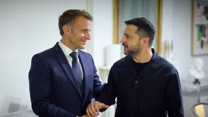 Prezydent Francji Emmanuel Macron i przywódca Ukrainy Wołodymyr Zełenski
