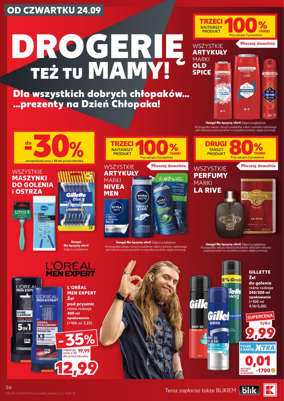 Gazetka Kauflandu na Dzień Chłopaka: Old Spice trzeci produkt gratis, żel L'Oréal Men Expert 12,99 zł, Gillette 9,99 zł