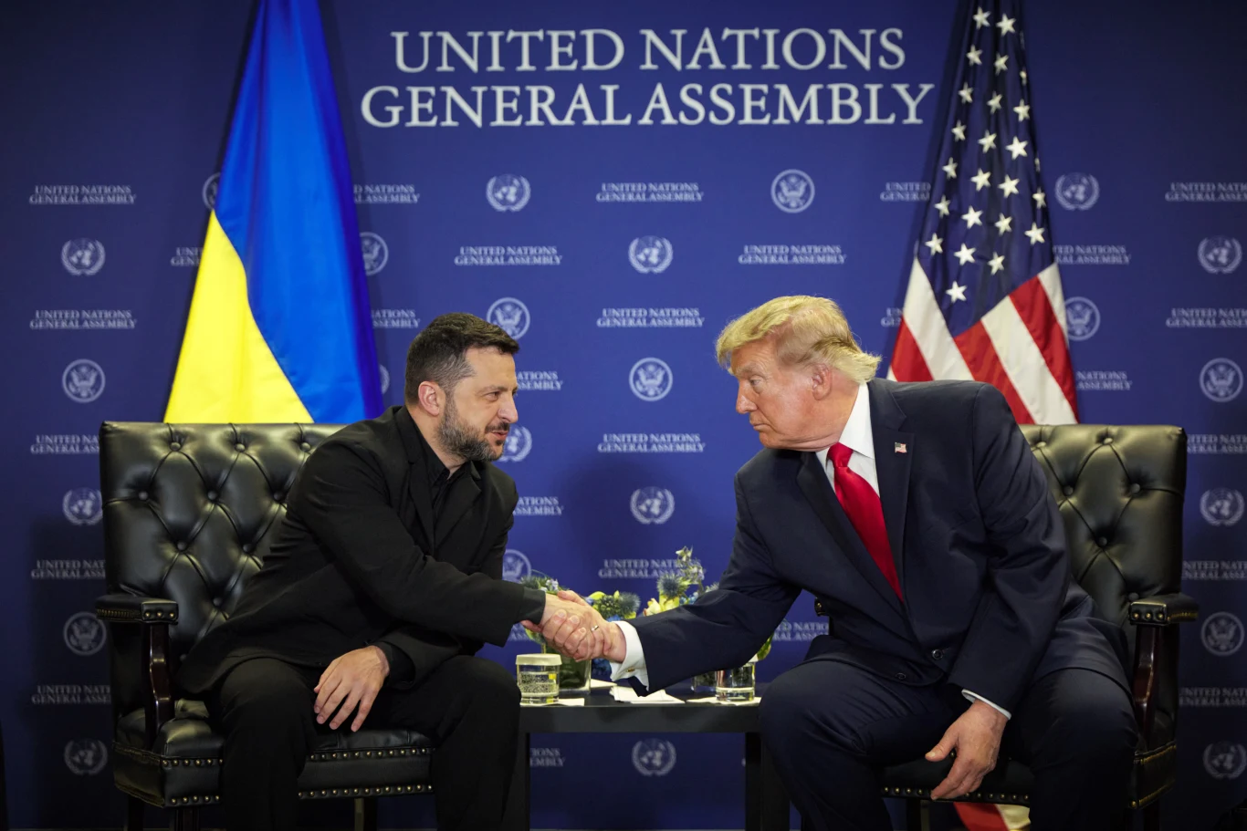 Prezydenci Ukrainy i USA Wołodymyr Zełenski i Donald Trump w Nowym Jorku