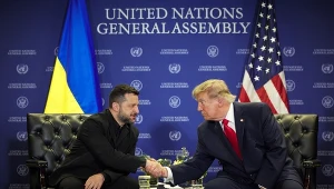 Prezydenci Ukrainy i USA Wołodymyr Zełenski i Donald Trump