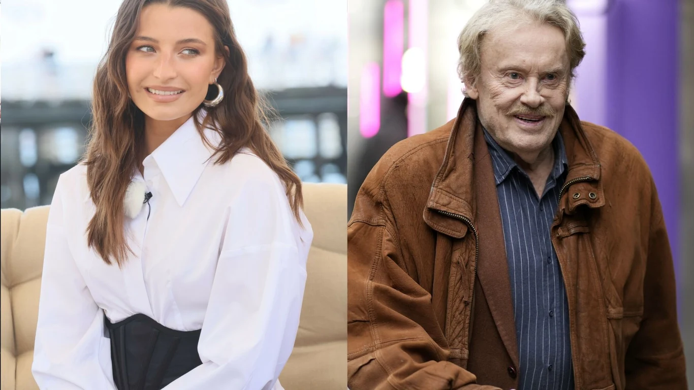 Julia Wieniawa i Daniel Olbrychski Julia Wieniawa w białej koszuli oraz Daniel Olbrychski w brązowej kurtce na osobnych zdjęciach.