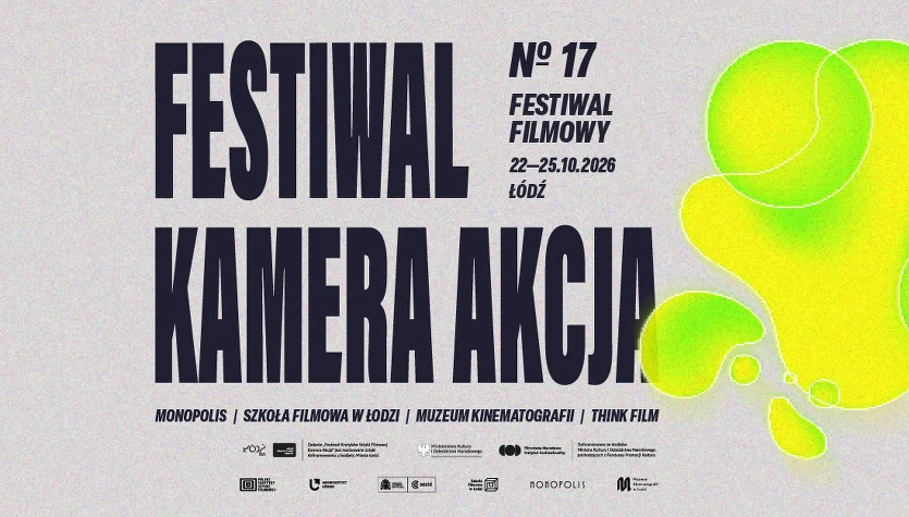 Grafika promująca 17. edycję Festiwalu Kamera Akcja w Łodzi