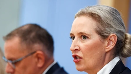 Liderka AfD Alice Weidel podczas wystąpienia w Berlinie, wrzesień 2026 r.