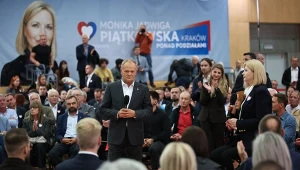 Donald Tusk i Monika Piątkowska podczas spotkania z mieszkańcami Krakowa