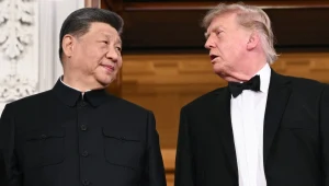 Przywódca Chin Xi Jinping i prezydent USA Donald Trump przed kolacją w Białym Domu