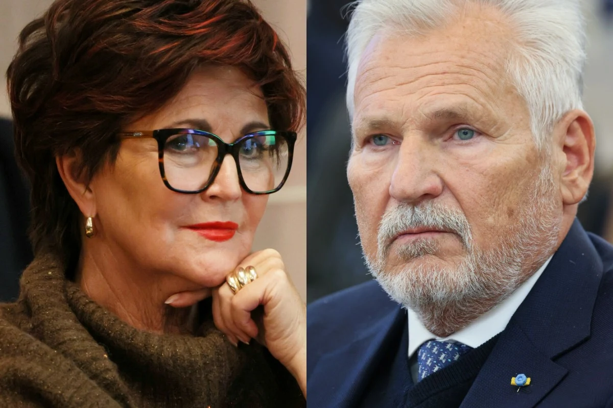 Jolanta i Aleksander Kwaśniewscy Jolanta Kwaśniewska i Aleksander Kwaśniewski w eleganckich strojach na osobnych zdjęciach.