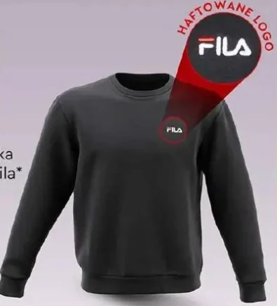 Czarna bluza z długim rękawem z wyeksponowanym haftowanym logo FILA na piersi.