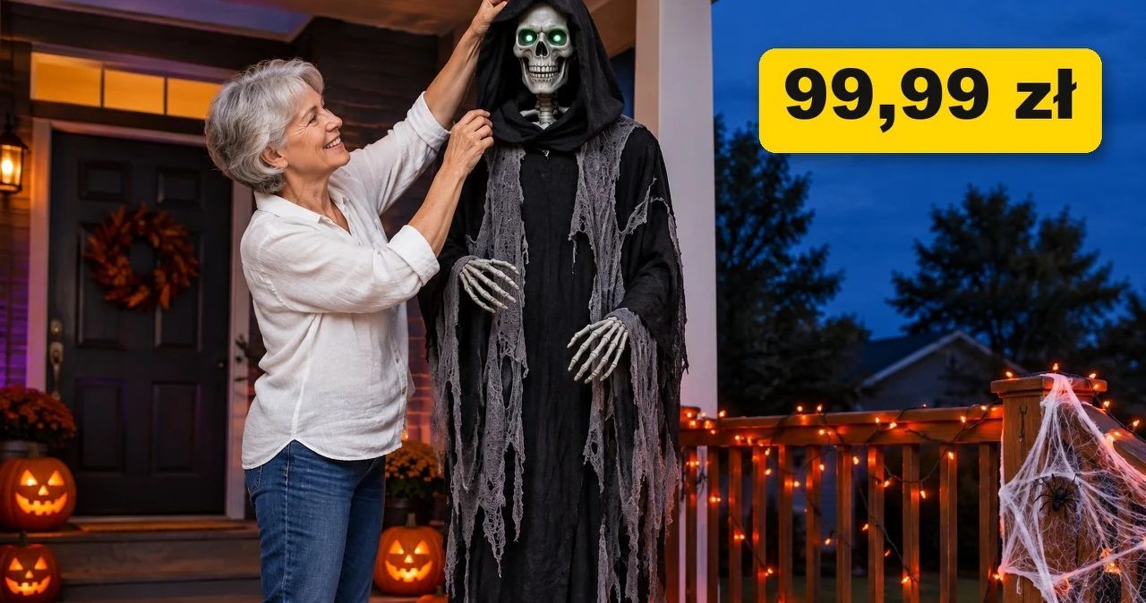 Ruchoma figura 183 cm na Halloween w Action za 99,99 zł do 29.09. Kostucha albo klaun