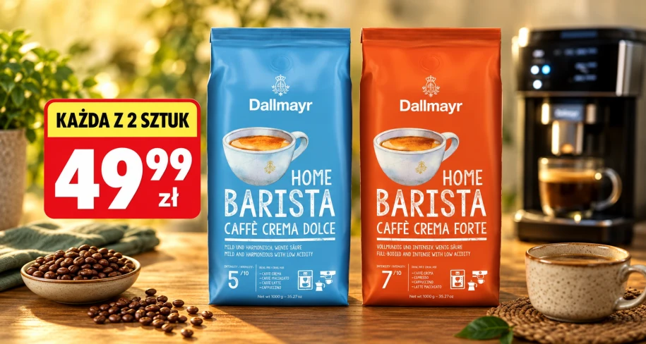 Kawa Dallmayr 1+1 gratis w Biedronce Kawa Dallmayr Home Barista Caffe Crema Dolce i Forte w promocji 1+1 gratis