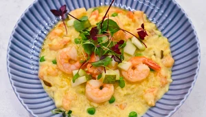 Risotto z krewetkami, gruszką i szafranem