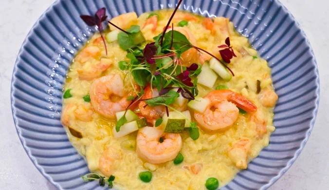 Risotto z krewetkami, gruszką i szafranem