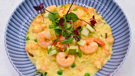 Risotto z krewetkami, gruszką i szafranem