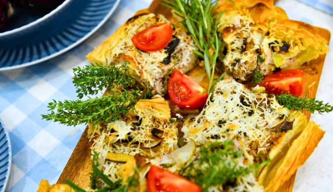 Quiche z gruszką, porem i orzechami