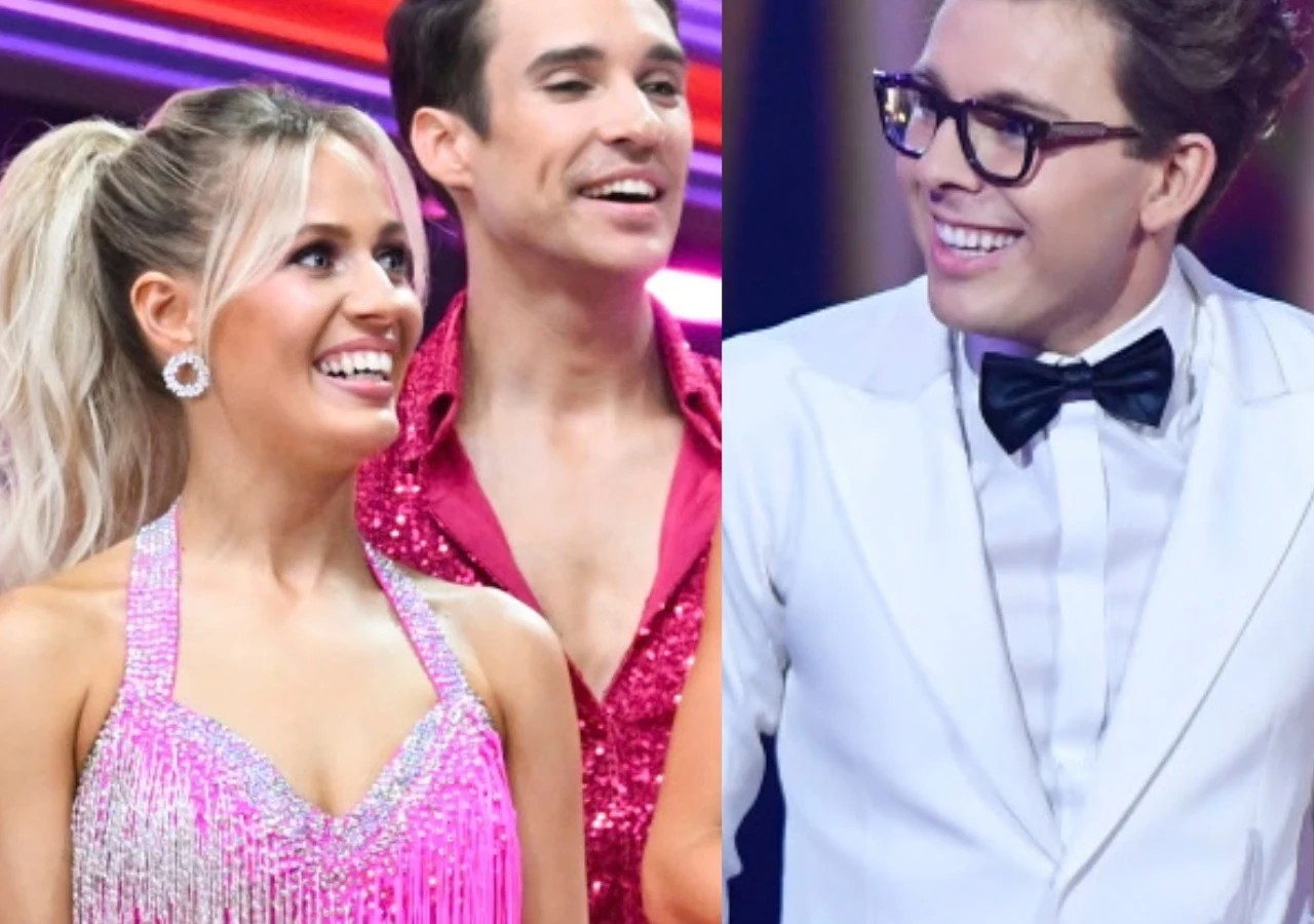Magda Tarnowska, Dominik Smaruj, Bagi Magda Tarnowska, Dominik Smaruj i Mikołaj Bagiński w studiu programu Taniec z gwiazdami.