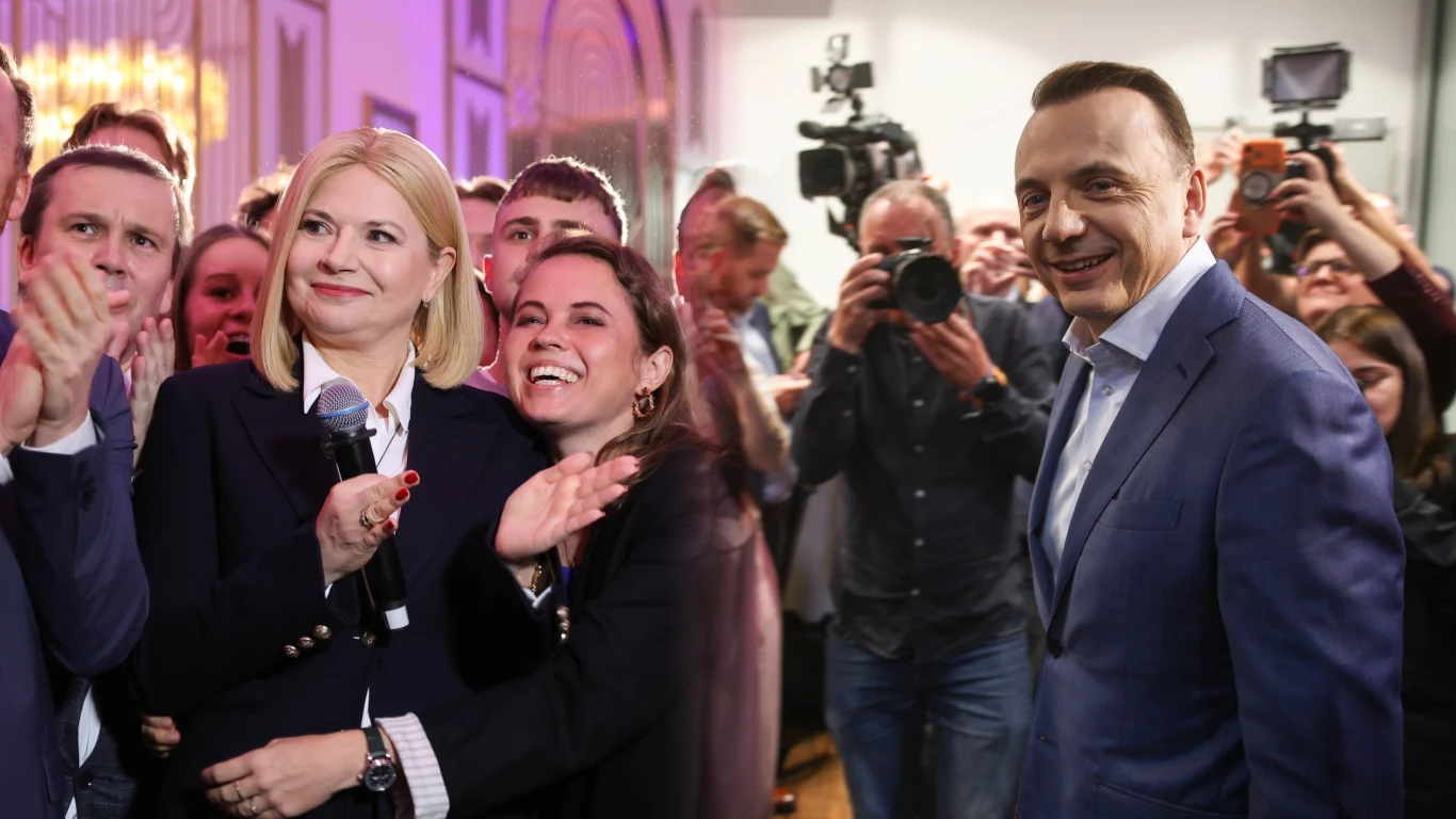 Oficjalne wyniki wyborów w Krakowie Monika Piątkowska i Łukasz Gibała podczas swoich wieców wyborczych
