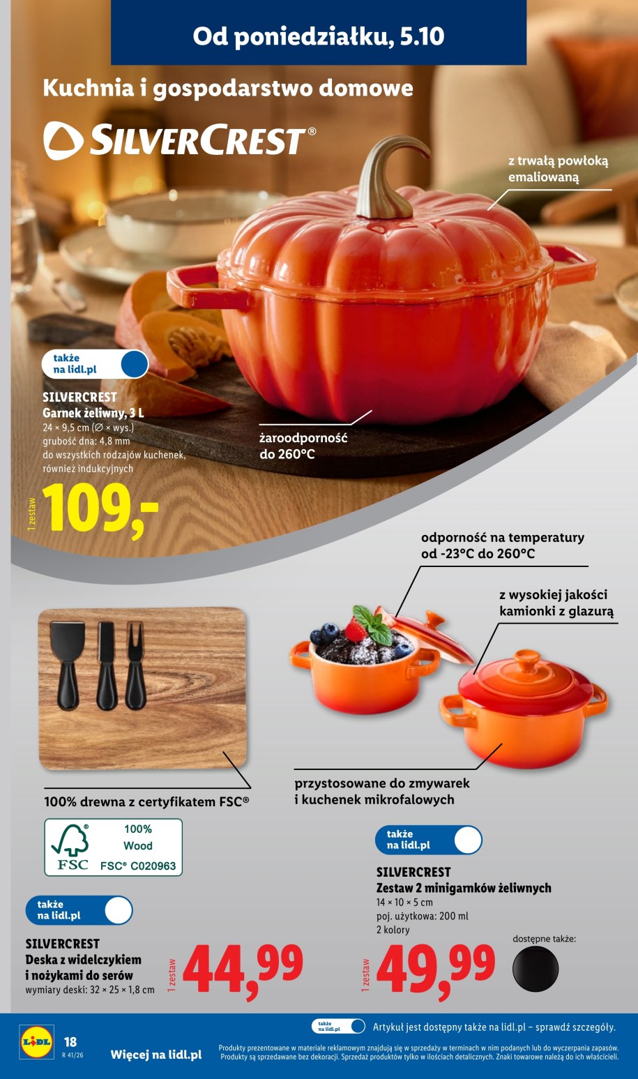 Garnek żeliwny w kształcie dyni SilverCrest 3 l za 109 zł w gazetce Lidla od 5 października