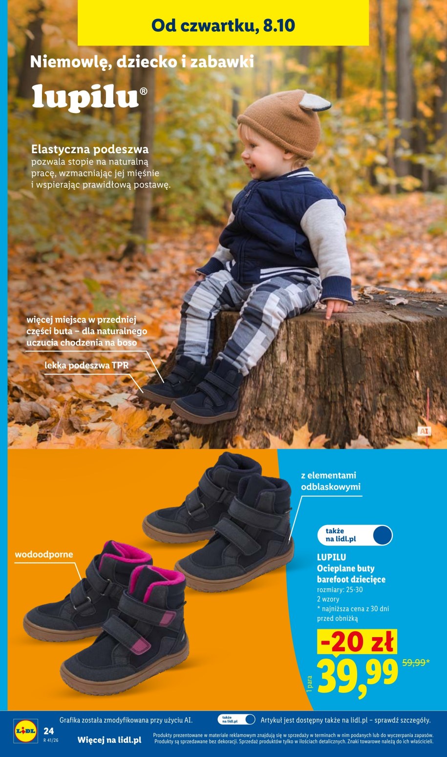 Ocieplane buty barefoot dziecięce Lupilu za 39,99 zł w gazetce Lidla od 8 października