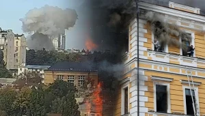 Płonący budynek Narodowej Akademii Nauk