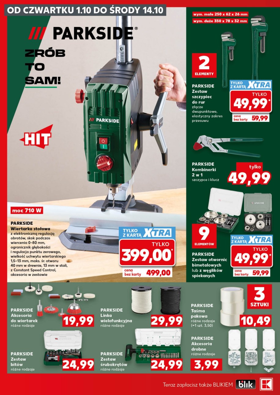 Wiertarka stołowa Parkside 710 W za 399 zł z kartą XTRA w gazetce Kauflandu od 1.10