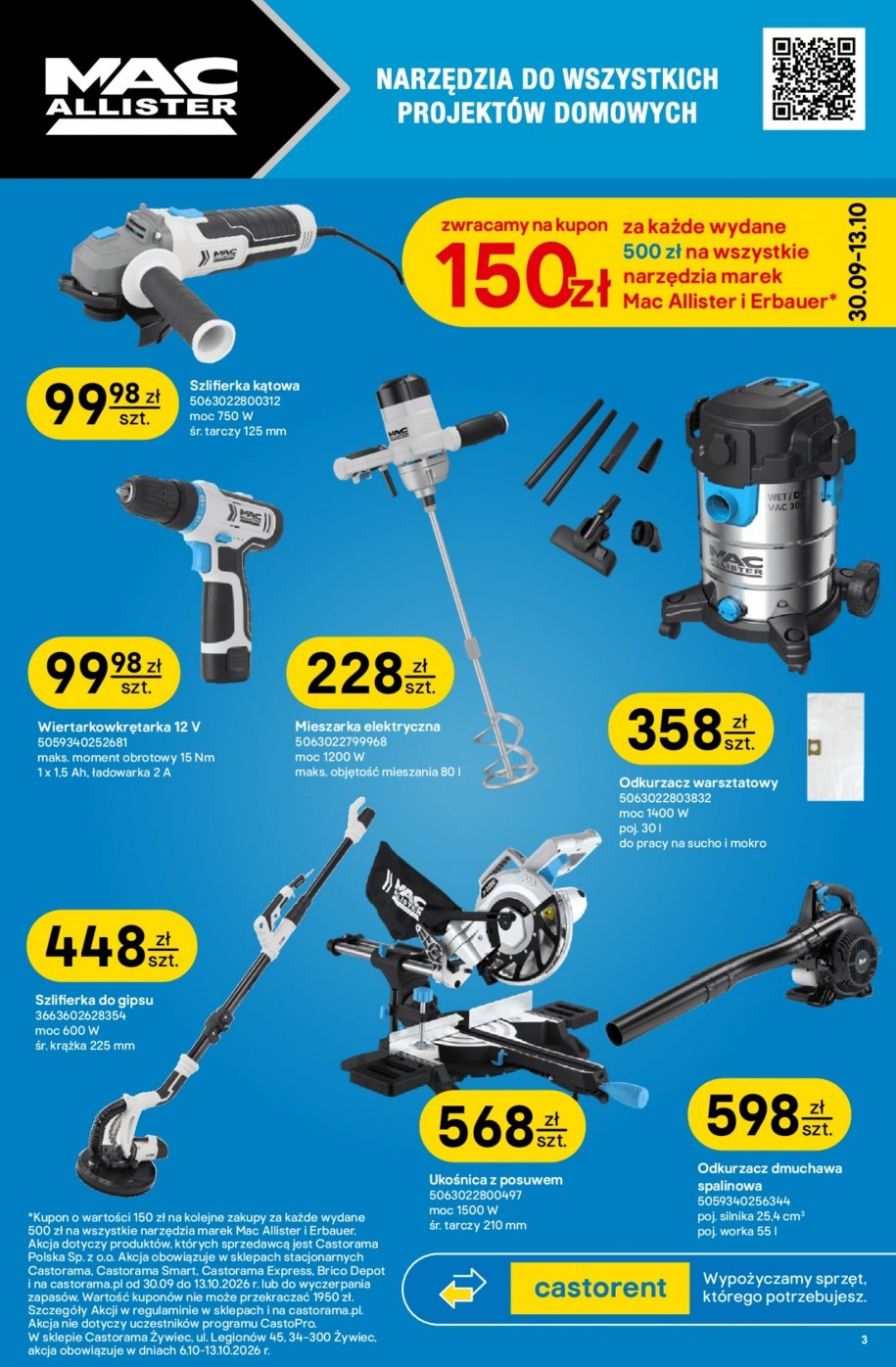 Szlifierka do gipsu 600 W za 448 zł w gazetce Castoramy ważnej od 30 września do 13 października