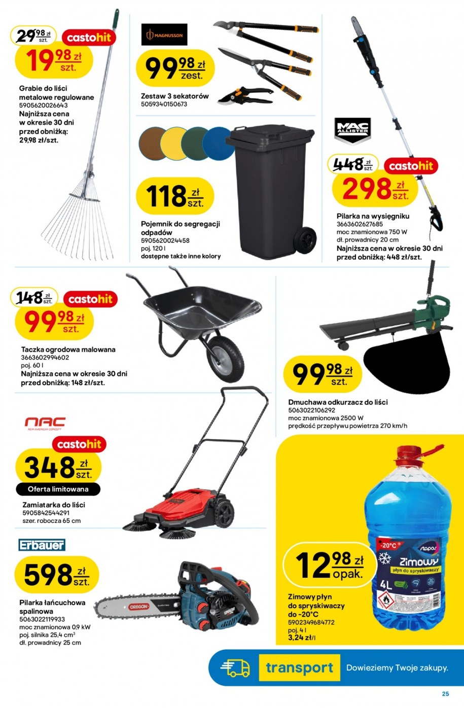 Zimowy płyn do spryskiwaczy 4 l za 12,98 zł w gazetce Castoramy, strona z akcesoriami samochodowymi