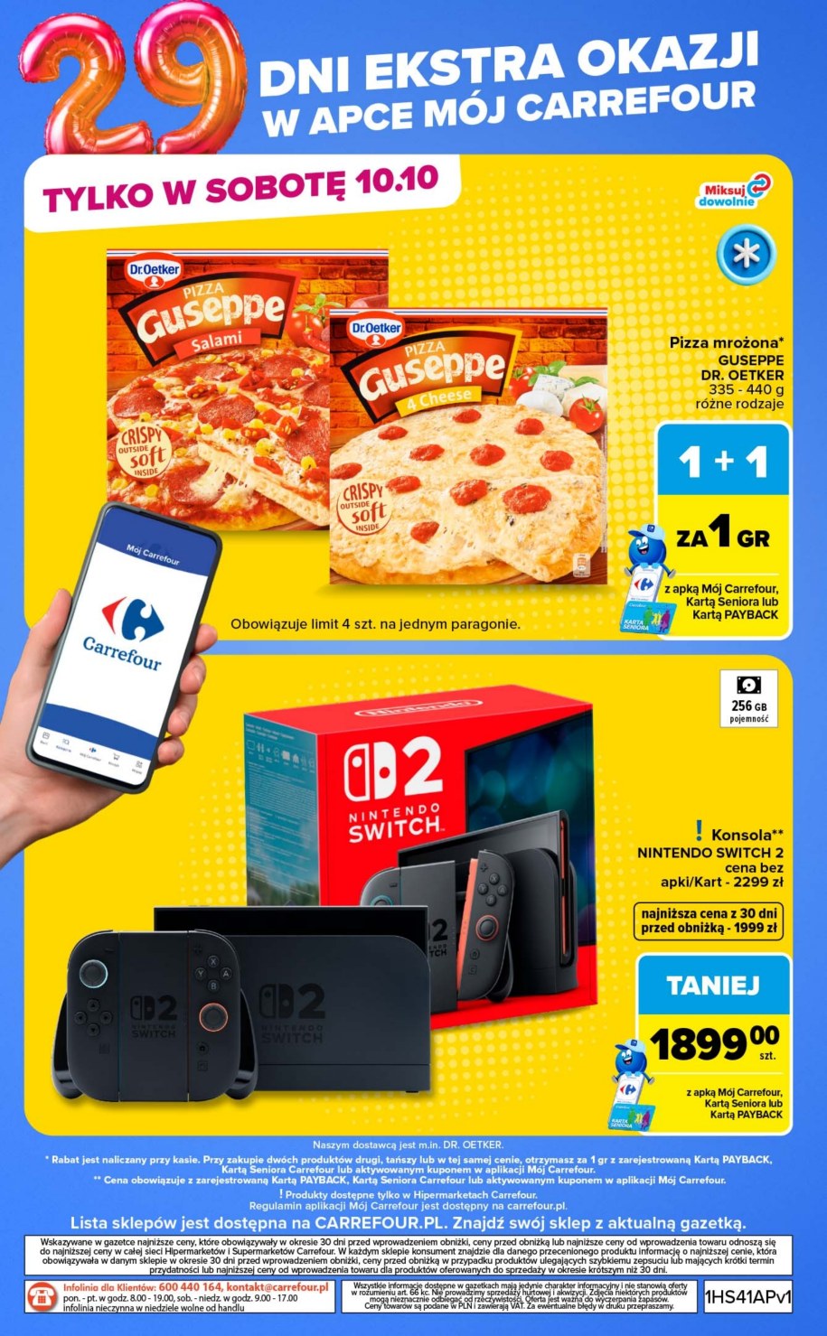 Nintendo Switch 2 za 1899 zł z aplikacją Mój Carrefour w gazetce Carrefoura, tylko w sobotę 10.10