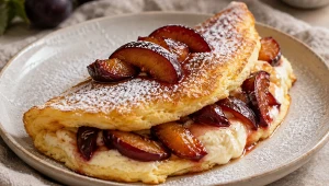 Omlet biszkoptowy z karmelizowanymi śliwkami