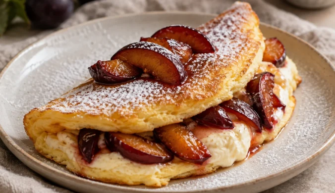 Omlet biszkoptowy z karmelizowanymi śliwkami
