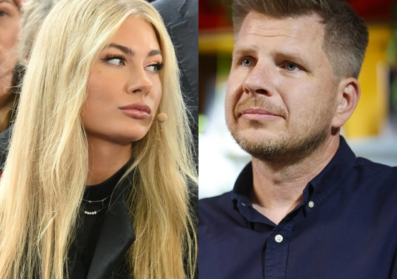 Bianka Chajzer i Filip Chajzer Bianka Chajzer w czarnym płaszczu i jej mąż, dziennikarz Filip Chajzer w granatowej koszuli