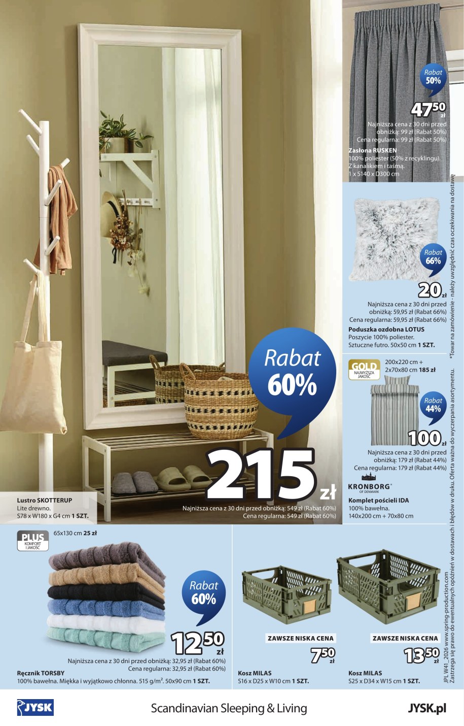 Lustro SKOTTERUP 78 × 180 cm za 215 zł zamiast 549 zł w gazetce Jysk 7–25 października