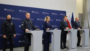 Konferencja ministrów i komendanta głównego policji Marka Boronia
