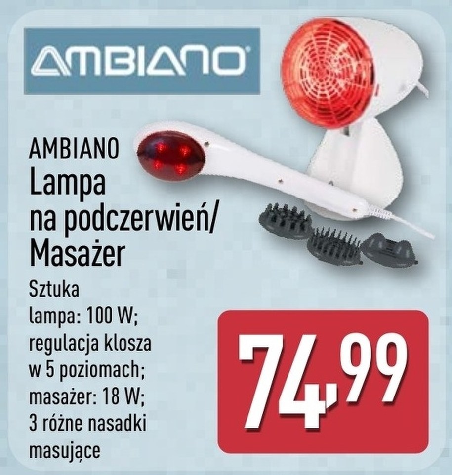 Lampa na podczerwień i masażer Ambiano za 74,99 zł w gazetce Aldi od soboty 17 października