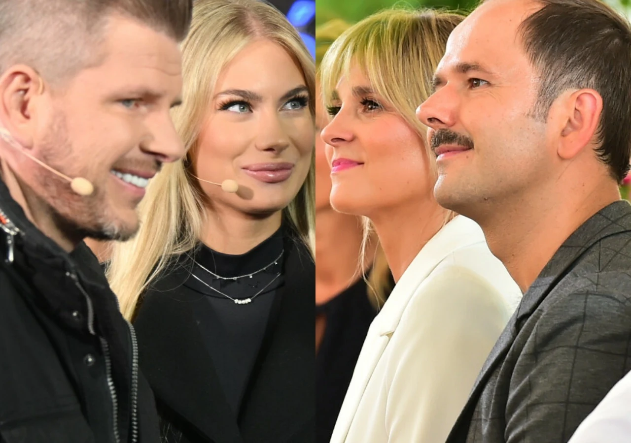 Filip i Bianka Chajzerowie, Kajra i Sławomir Filip i Bianka Chajzerowie oraz Kajra i Sławomir na zestawieniu zdjęć z wystąpień publicznych.