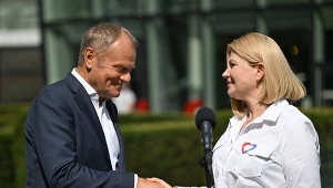 Premier Donald Tusk i senatorka Koalicji Obywatelskiej Monika Piątkowska