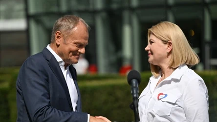 Premier Donald Tusk i senatorka Koalicji Obywatelskiej Monika Piątkowska