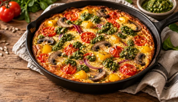 Frittata warzywna z ogrodowym pesto