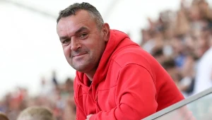 Grzegorz Piechna na trybunach PGE Narodowego podczas finału Pucharu Polski w 2022 roku