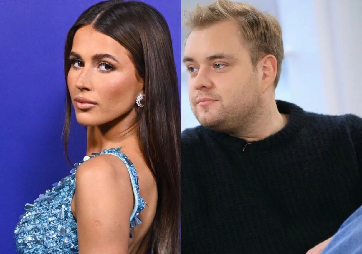 Roksana Węgiel i Kevin Mglej Piosenkarka Roksana Węgiel w niebieskiej sukience i mąż Roxie, Kevin Mglej w czarnym swetrze