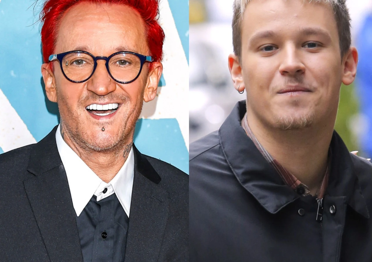 Michał Wiśniewski, Xavier Wiśniewski Michał Wiśniewski i jego syn Xavier Wiśniewski. Obaj ubrani w ciemne okrycia wierzchnie.