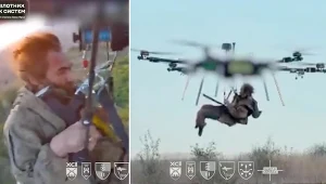 Ranny żołnierz był uwięziony na froncie. Wtedy nadleciał ciężki dron 