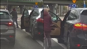 Atak kierowcy Porsche na 66-latkę w Warszawie. Nagrania ze zdarzenia udostępnione przez profil bandyci drogowi