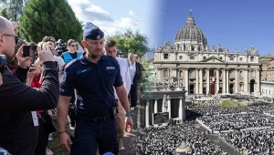 Po lewej akcja policji w czasie eksmisji na osiedlu Maltańskim, po prawej Watykan