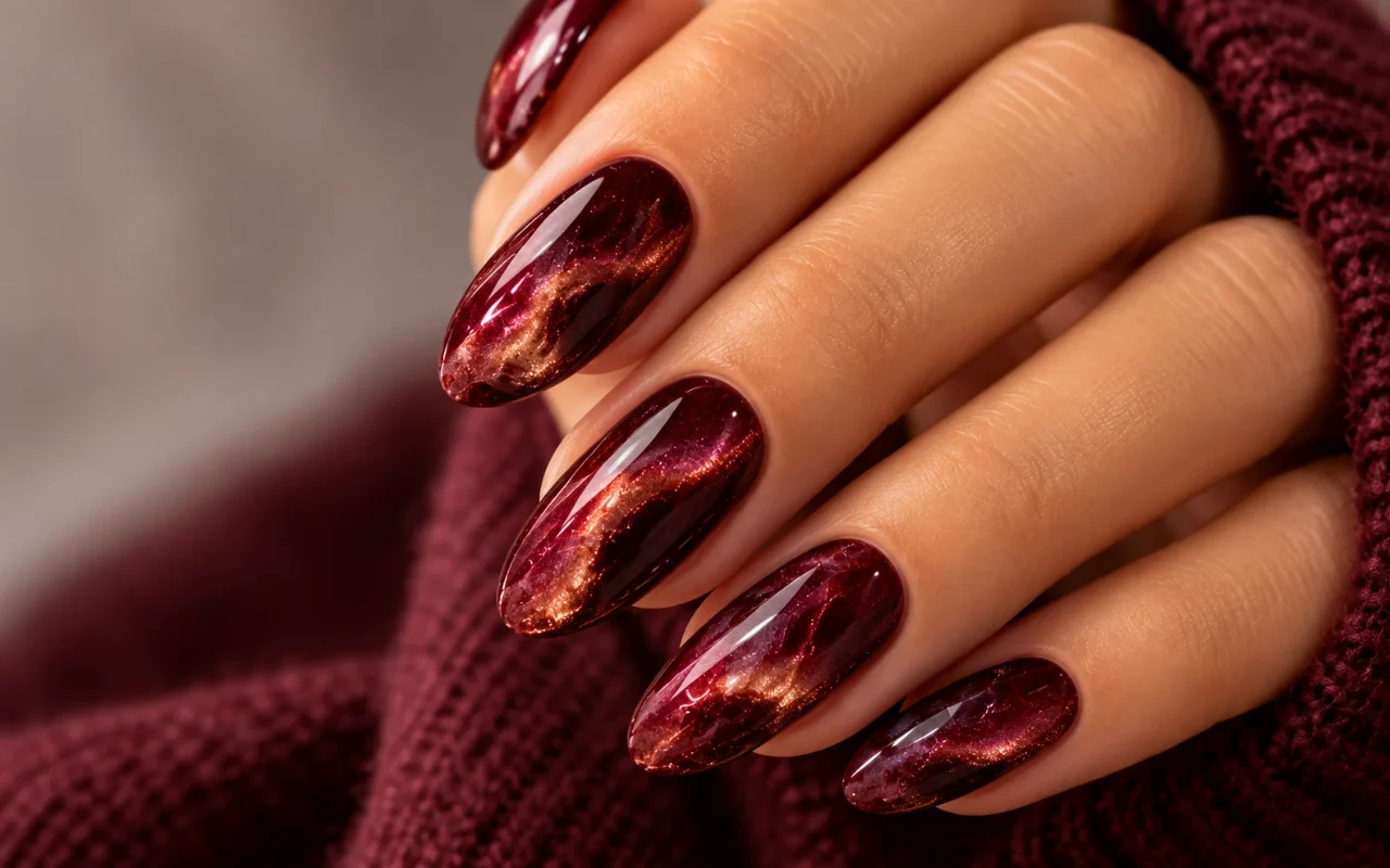 Te paznokcie to prawdziwy hit jesieni Rodolitowe paznokcie – modny manicure w kolorze wiśni i malin