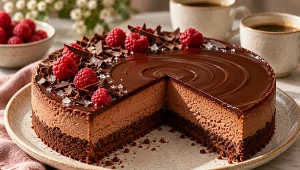 Tarta czekoladowa na spodzie z ciasteczek - przepis Bogumiła Przybylaka z musem i ganache