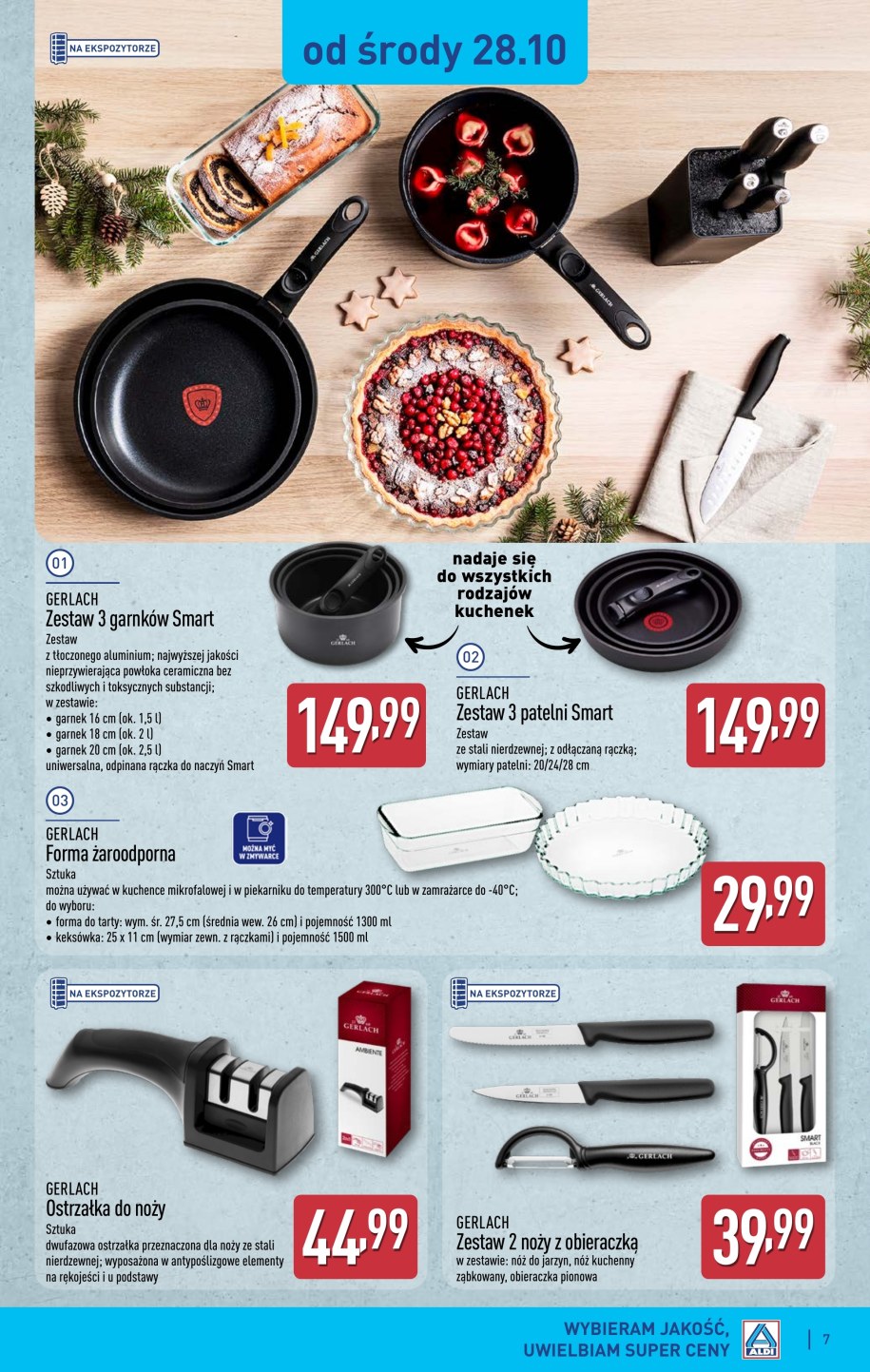 Garnki i patelnie Gerlach Smart z odpinaną rączką po 149,99 zł w gazetce Aldi od 28 października